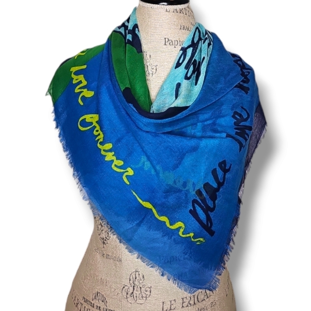 Mde Of Me Blue & Green Peace, Love & Hope Scarf - OS